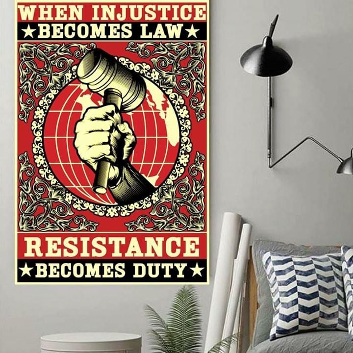 Quote when injustice becomes law resistance becomes duty Home Living Room Wall Decor Vertical Poster Canvas