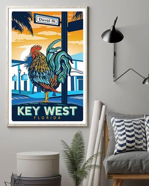 Rooster key west florida Home Living Room Wall Decor Vertical Poster Canvas