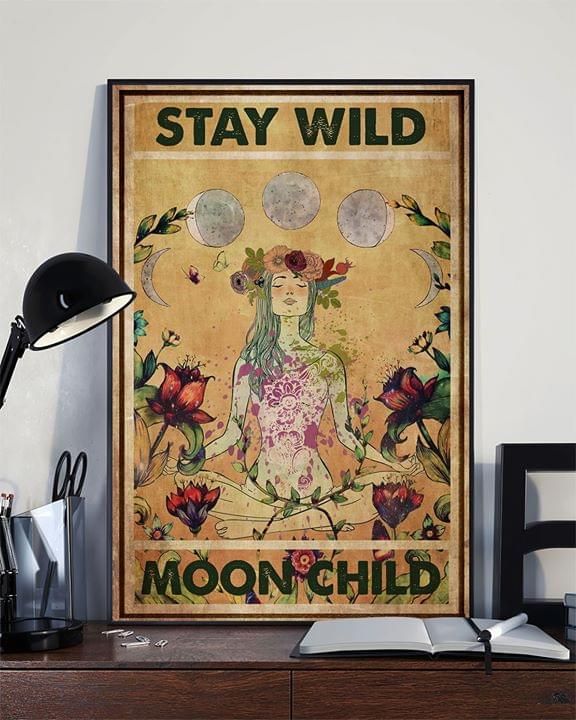 Tattoo girl stay wild moon child Home Living Room Wall Decor Vertical Poster Canvas