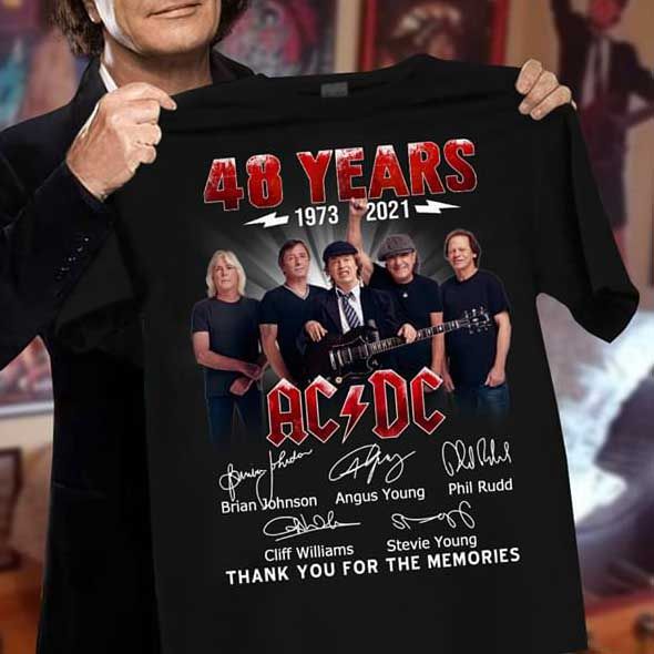 AC DC band signature 48 years 1973 2021 T Shirt Hoodie Sweater