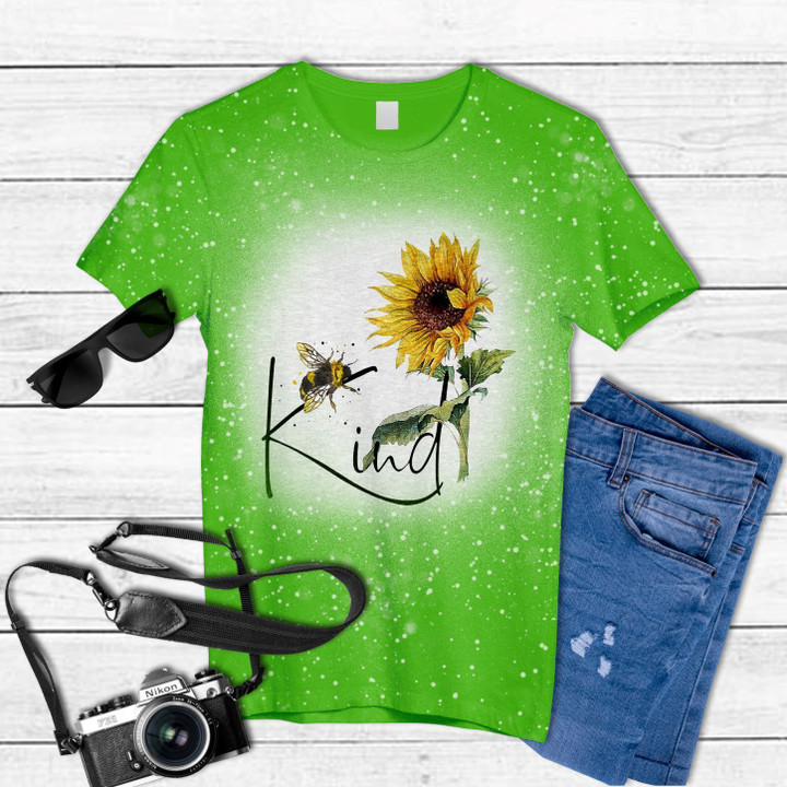 Bee Kind Sunflower Tie Dye Bleached T-shirt