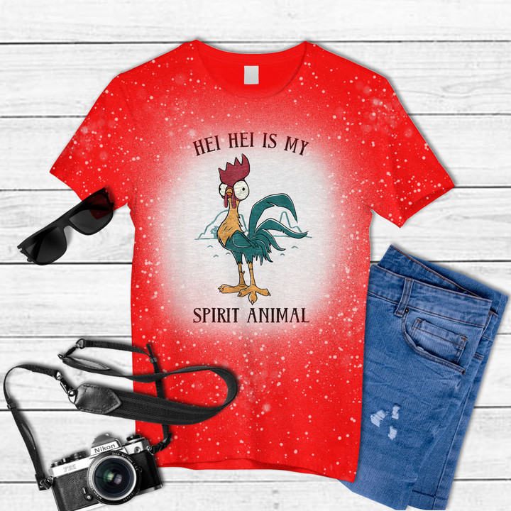 Disney Moana Hei Hei Is My Spirit Animal Portrait Tie Dye Bleached T-shirt