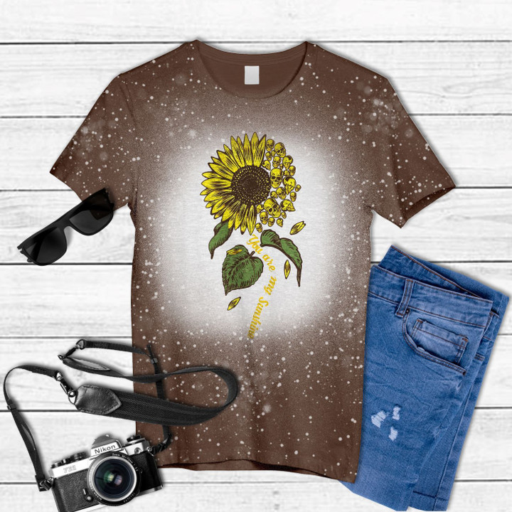 Sunflower And Skull You Are My Sunshine Tie Dye Bleached T-shirt
