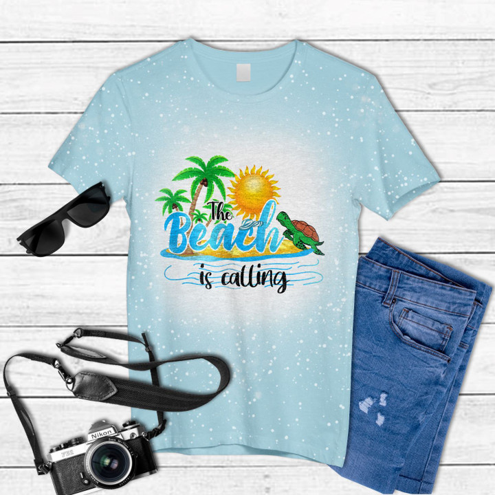 The Beach Is Calling Tie Dye Bleached T-shirt