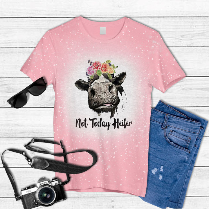 The Official Not Today Heifer Floral Tie Dye Bleached T-shirt