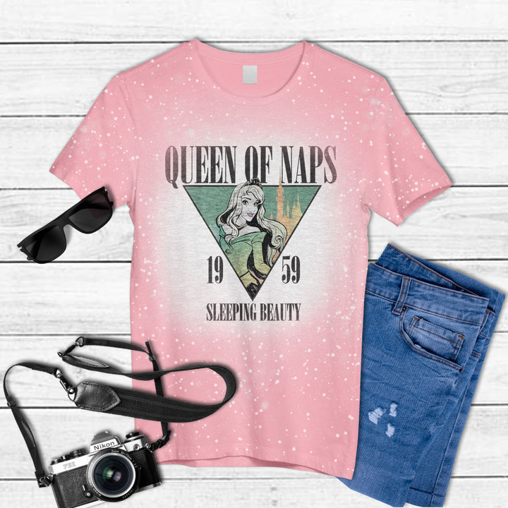 Disney Sleeping Beauty Nap Queen 1959 Graphic Tie Dye Bleached T-shirt