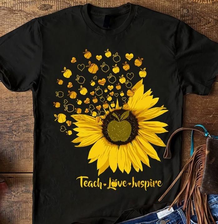 Apple heart sunflower teach love inspire T Shirt Hoodie Sweater