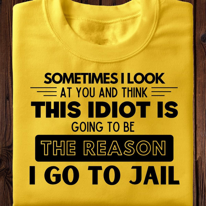 Sometimes I Look At You And Think This Idiot Is Going To Be The Reason I Go To Jail T Shirt Hoodie Sweater
