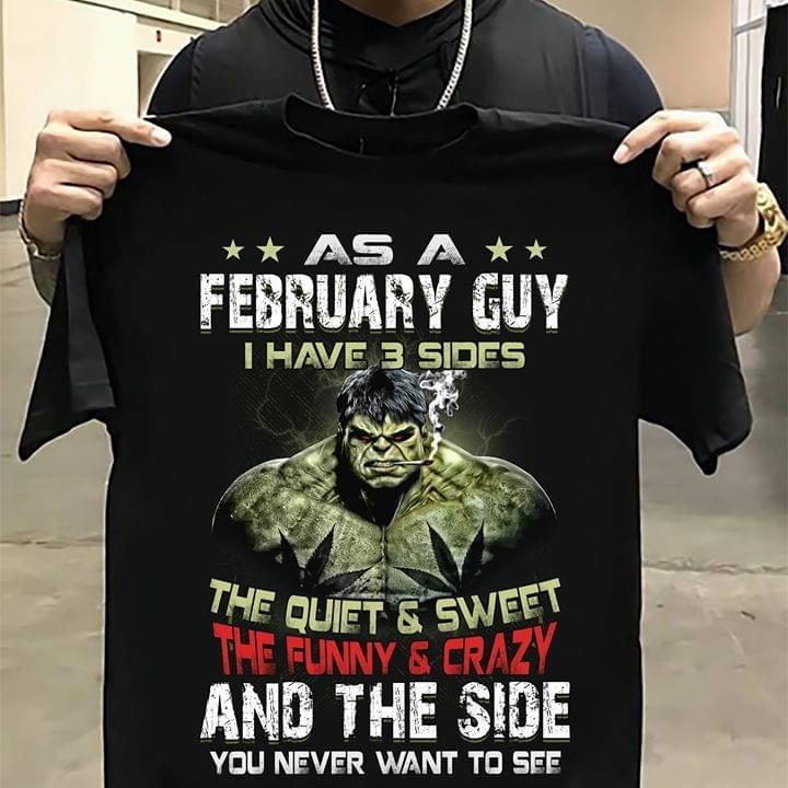 Hulk as a february guy i have 3 sides the quiet and sweet the funny and crazy and the side you never want to see T shirt hoodie sweater