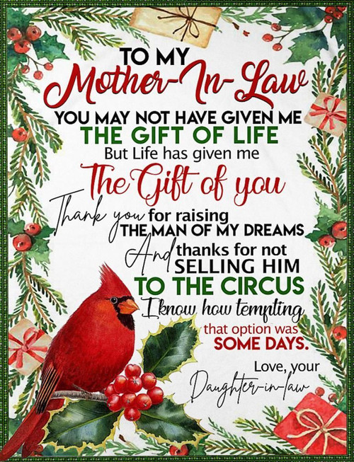Thank You For Raising The Man Of My Dreams Cardinal Bird Xmas Gift For Mother In Law Sherpa Fleece Blanket