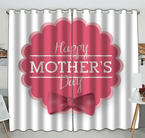Happy Mother's Day Pink Bowknot Gift For Mom Window Curtain