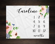 Personalized Floral Monthly Milestone Blanket, Newborn Blanket, Baby Shower Gift Watch Me Grow Monthly