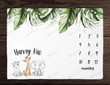 Personalized Safari Animal With Leaves Monthly Milestone Blanket, Newborn Blanket, Baby Shower Gift Monthly Growth Tracker