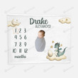 Personalized Dragon Monthly Milestone Blanket, Newborn Blanket, Baby Shower Keepsakes Gift