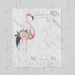 Personalized Flamingo & Rose Monthly Milestone Blanket, Newborn Blanket, Baby Shower Gift Track Growth Keepsake