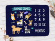 Personalized Dog Monthly Milestone Blanket, Newborn Blanket, Baby Shower Gift Adventure Awaits Monthly Growth