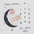 Moon Sweet Dreams Monthly Milestone Blanket, Newborn Blanket, Baby Shower Gift Track Growth Keepsake