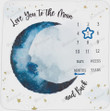 Love You To The Moon And Back Monthly Milestone Blanket, Moon & Stars Newborn Blanket, Baby Shower Gift Adventure Awaits Monthly Growth