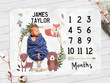 Personalized Bear Rabbit Deer Fox Rabbit Monthly Milestone Blanket, Newborn Blanket, Baby Shower Gift Adventure Awaits Monthly Growth