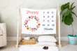 Personalized Flower Wreath Monthly Milestone Blanket, Newborn Blanket, Baby Shower Keepsakes Gift