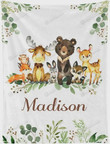 Personalized Forest Animals Monthly Milestone Blanket, Newborn Blanket, Baby Shower Gift Track Growth And Age Monthly