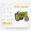 Personalized Tractor Monthly Milestone Blanket, Newborn Blanket, Baby Shower Gift Track Growth Keepsake