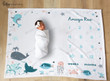 Personalized Ocean Animals Monthly Milestone Blanket, Newborn Blanket, Baby Shower Gift Track Growth Keepsake