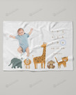 Safari Animals Monthly Milestone Blanket, Newborn Blanket, Baby Shower Gift Adventure Awaits Monthly Growth