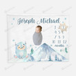 Personalized Yeti In The Mountains Monthly Milestone Blanket, Newborn Blanket, Baby Shower Gift Grow Chart Monthly