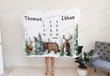 Personalized Forest Animals Monthly Milestone Blanket, Twin Newborn Blanket, Baby Shower Gift Track Growth Keepsake