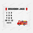 Personalized Fire Truck Monthly Milestone Blanket, Newborn Blanket, Baby Shower Gift Grow Chart Monthly