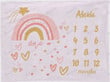 Personalized Pink Rainbow Monthly Milestone Blanket, Newborn Blanket, Baby Shower Keepsakes Gift