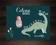 Personalized Dinosaur Monthly Milestone Blanket, Newborn Blanket, Baby Shower Keepsakes Gift