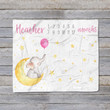 Personalized Elephant & Balloon Monthly Milestone Blanket, Moon Newborn Blanket, Baby Shower Gift Track Growth Keepsake