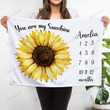 Personalized Sunflower You Are My Sunshine Monthly Milestone Blanket, Newborn Blanket, Baby Shower Gift Track Growth Keepsake