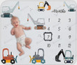 Personalized Construction Truck Monthly Milestone Blanket, Newborn Blanket, Baby Shower Keepsakes Gift