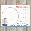 Personalized Boat Monthly Milestone Blanket, Newborn Blanket, Baby Shower Gift Track Growth And Age Monthly
