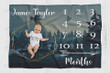 Personalized Forest Monthly Milestone Blanket, Newborn Blanket, Baby Shower Keepsakes Gift