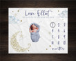 Personalized Moon And Stars Monthly Milestone Blanket, Newborn Blanket, Baby Shower Gift Track Growth Keepsake