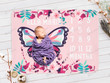Personalized Butterfly Monthly Milestone Blanket, Newborn Blanket, Baby Shower Gift Watch Me Grow Monthly