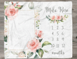 Personalized Rose Monthly Milestone Blanket, Newborn Blanket, Baby Shower Gift Adventure Awaits Monthly Growth