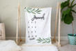 Personalized Olive Leaves Monthly Milestone Blanket, Newborn Blanket, Baby Shower Gift Track Growth And Age Monthly