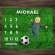 Personalized Football Monthly Milestone Blanket, Newborn Blanket, Baby Shower Gift Track Growth Keepsake