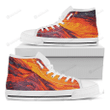 Volcano Lava Print White High Top Shoes For Men And Women