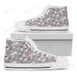 Monochrome Spring Floral Print White High Top Shoes For Men And Women