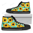 Bright Sunflower Pattern Print Men's High Top Shoes