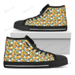 Yellow Watercolor Rose Print Black High Top Shoes For Men And Women