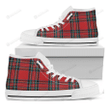 Stewart Tartan Scottish Pattern Print White High Top Shoes For Men And Women