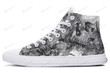 Grey Skull And Lily High Top Shoes