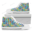 Colorful Tiki Pattern Print White High Top Shoes For Men And Women